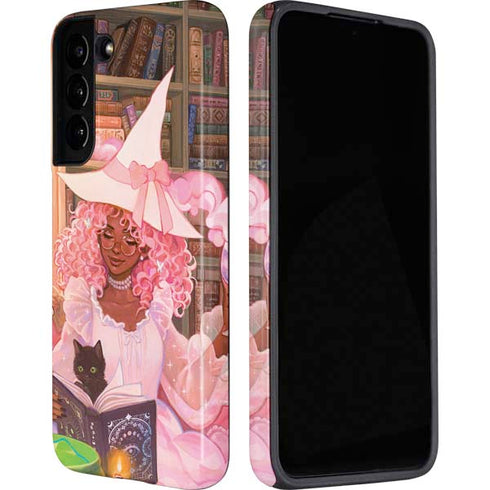 Pink Anime Witch Girls in Library with Cats by Ivy Dolamore Galaxy S22 Plus Pro Case