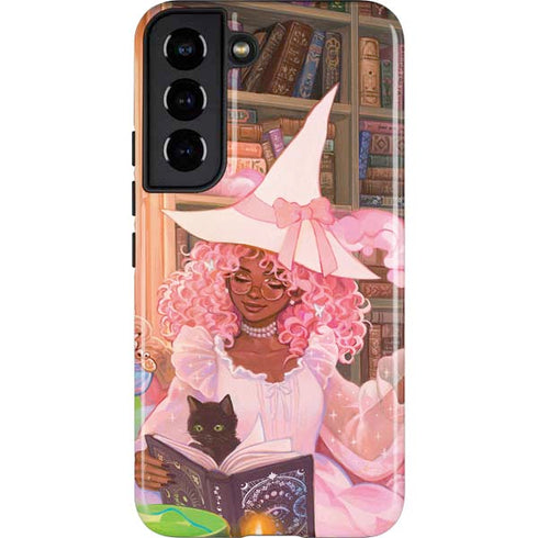 Pink Anime Witch Girls in Library with Cats by Ivy Dolamore Galaxy S22 Pro Case