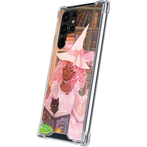 Pink Anime Witch Girls in Library with Cats by Ivy Dolamore Galaxy S22 Ultra Clear Case