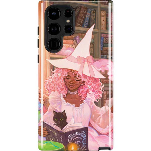 Pink Anime Witch Girls in Library with Cats by Ivy Dolamore Galaxy S22 Ultra Pro Case