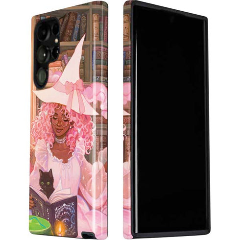 Pink Anime Witch Girls in Library with Cats by Ivy Dolamore Galaxy S22 Ultra Pro Case