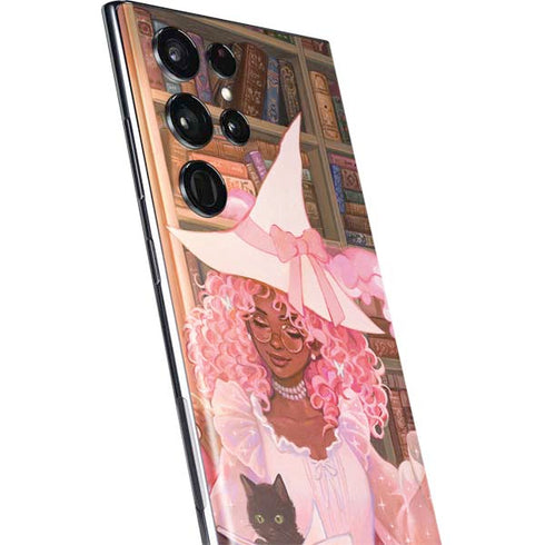 Pink Anime Witch Girls in Library with Cats by Ivy Dolamore Galaxy S22 Ultra Skin