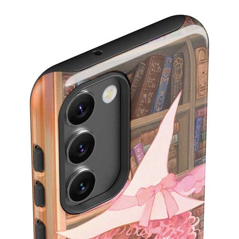 Pink Anime Witch Girls in Library with Cats by Ivy Dolamore Galaxy S23 Pro Case