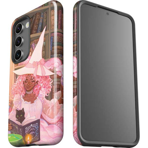 Pink Anime Witch Girls in Library with Cats by Ivy Dolamore Galaxy S23 Pro Case
