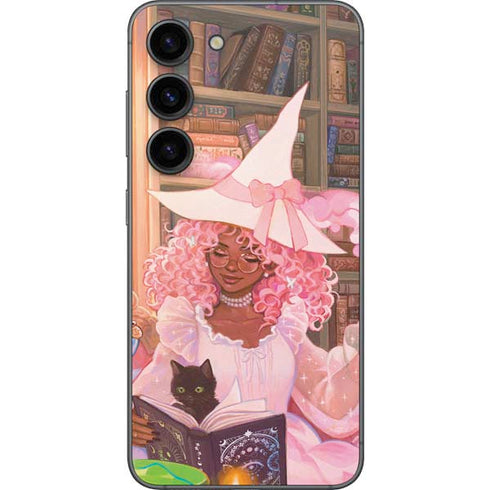 Pink Anime Witch Girls in Library with Cats by Ivy Dolamore Galaxy S23 Skin