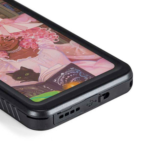 Pink Anime Witch Girls in Library with Cats by Ivy Dolamore Galaxy S23 Waterproof Case