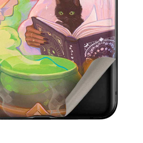 Pink Anime Witch Girls in Library with Cats by Ivy Dolamore Galaxy Z Flip Skin
