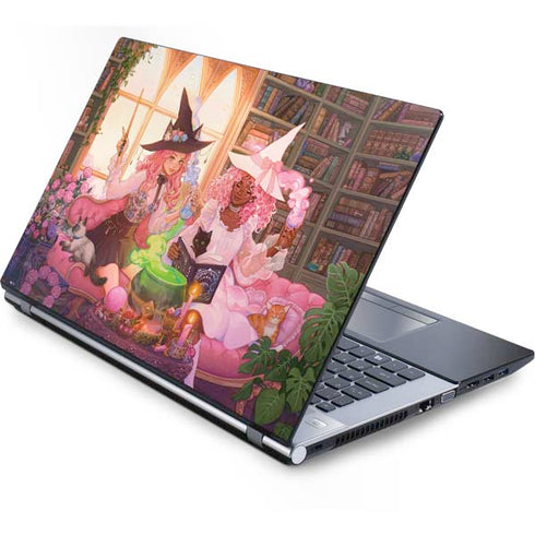 Pink Anime Witch Girls in Library with Cats by Ivy Dolamore Generic Laptop Skin