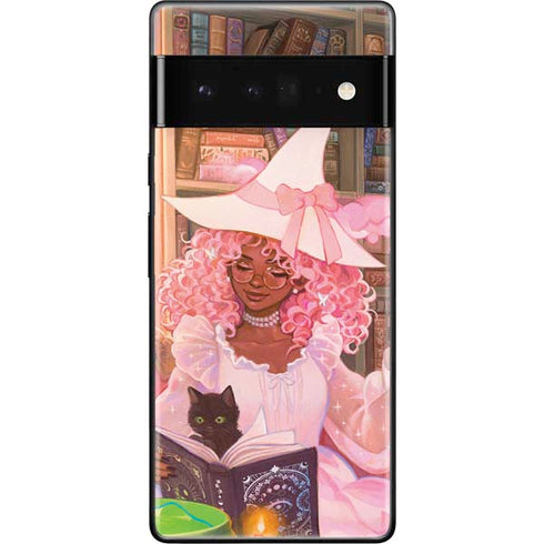 Pink Anime Witch Girls in Library with Cats by Ivy Dolamore Google Pixel 6 Pro Skin