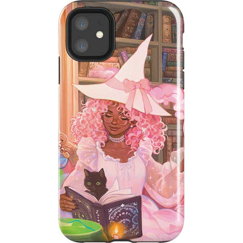 Pink Anime Witch Girls in Library with Cats by Ivy Dolamore iPhone 11 Impact Case