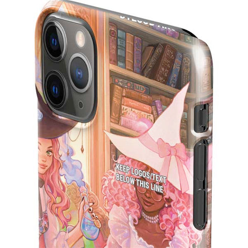 Pink Anime Witch Girls in Library with Cats by Ivy Dolamore iPhone 11 Pro Max Lite Case