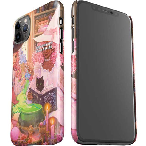Pink Anime Witch Girls in Library with Cats by Ivy Dolamore iPhone 11 Pro Max Lite Case