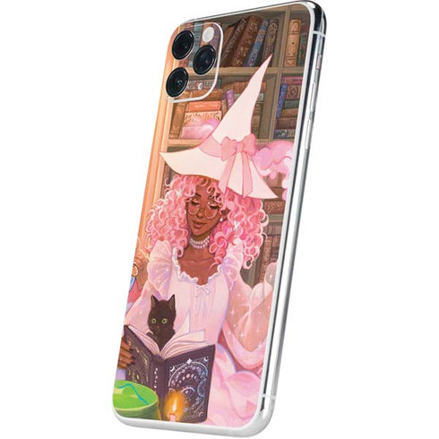 Pink Anime Witch Girls in Library with Cats by Ivy Dolamore iPhone 11 Pro Max Skin