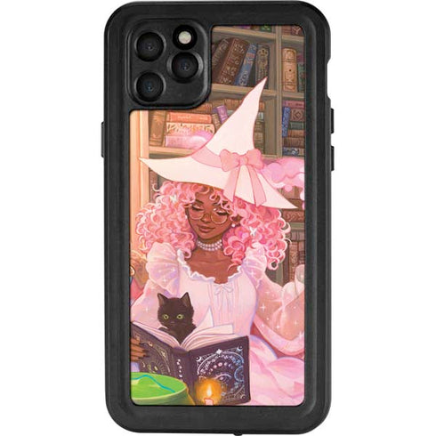 Pink Anime Witch Girls in Library with Cats by Ivy Dolamore iPhone 11 Pro Max Waterproof Case