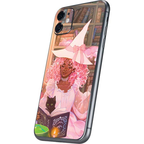 Pink Anime Witch Girls in Library with Cats by Ivy Dolamore iPhone 11 Skin