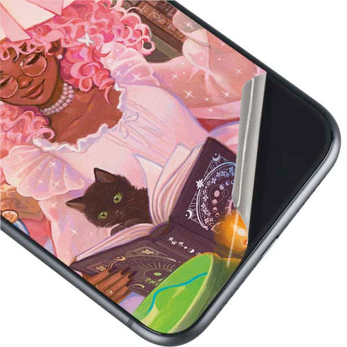 Pink Anime Witch Girls in Library with Cats by Ivy Dolamore iPhone 11 Skin