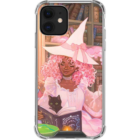 Pink Anime Witch Girls in Library with Cats by Ivy Dolamore iPhone 12 Clear Case