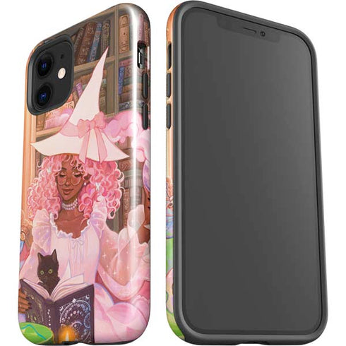 Pink Anime Witch Girls in Library with Cats by Ivy Dolamore iPhone 12 Impact Case
