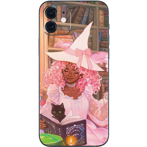 Pink Anime Witch Girls in Library with Cats by Ivy Dolamore iPhone 12 Mini Skin