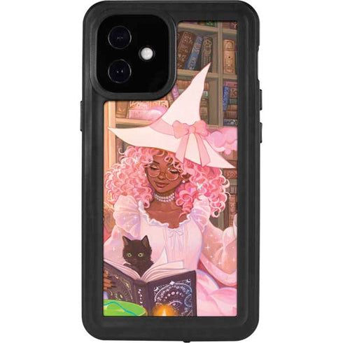 Pink Anime Witch Girls in Library with Cats by Ivy Dolamore iPhone 12 Mini Waterproof Case