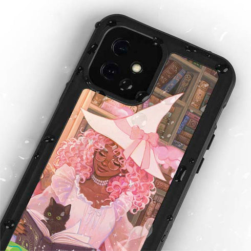 Pink Anime Witch Girls in Library with Cats by Ivy Dolamore iPhone 12 Mini Waterproof Case