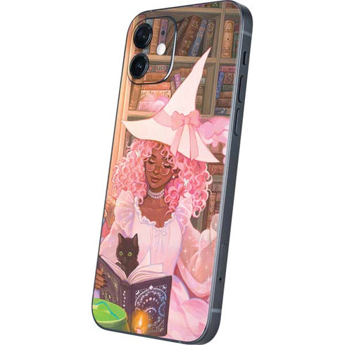 Pink Anime Witch Girls in Library with Cats by Ivy Dolamore iPhone 12 Skin
