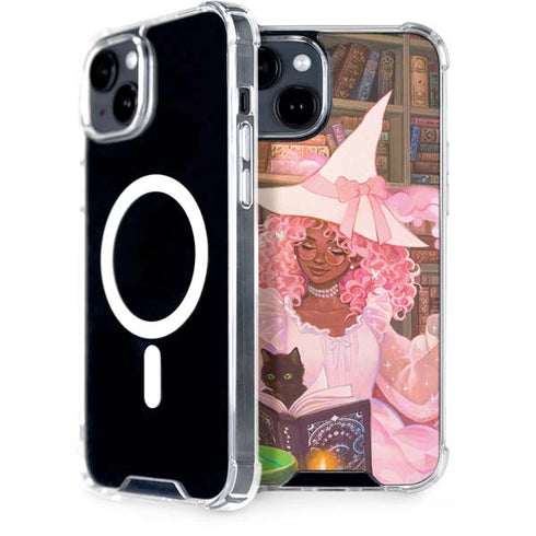 Pink Anime Witch Girls in Library with Cats by Ivy Dolamore iPhone 13 MagSafe Case