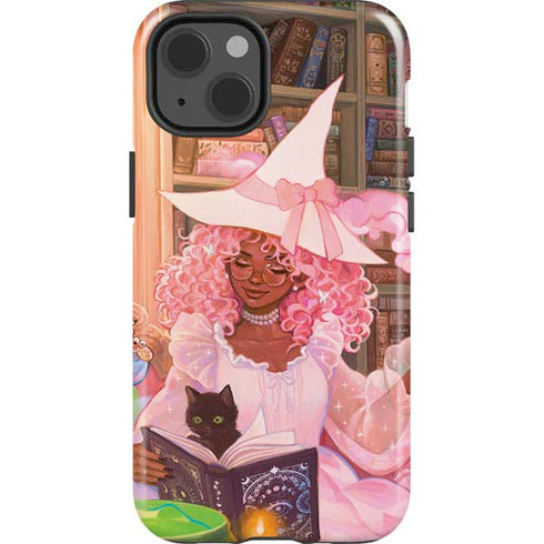 Pink Anime Witch Girls in Library with Cats by Ivy Dolamore iPhone 15 Impact Case