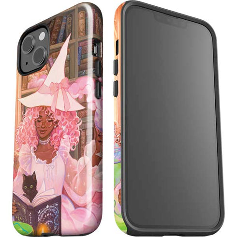 Pink Anime Witch Girls in Library with Cats by Ivy Dolamore iPhone 14 Impact Case
