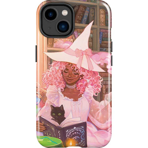 Pink Anime Witch Girls in Library with Cats by Ivy Dolamore iPhone 14 Plus Impact Case