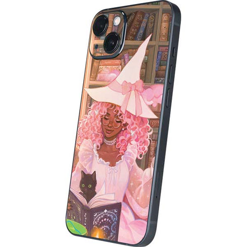 Pink Anime Witch Girls in Library with Cats by Ivy Dolamore iPhone 15 Plus Skin