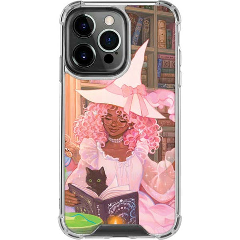 Pink Anime Witch Girls in Library with Cats by Ivy Dolamore iPhone 14 Pro Clear Case