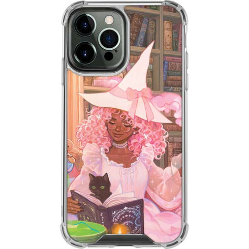 Pink Anime Witch Girls in Library with Cats by Ivy Dolamore iPhone 15 Pro Max Clear Case