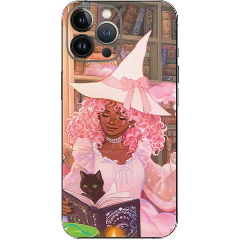 Pink Anime Witch Girls in Library with Cats by Ivy Dolamore iPhone 14 Pro Max Skin