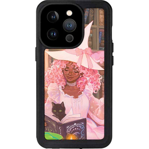 Pink Anime Witch Girls in Library with Cats by Ivy Dolamore iPhone 14 Pro Waterproof Case