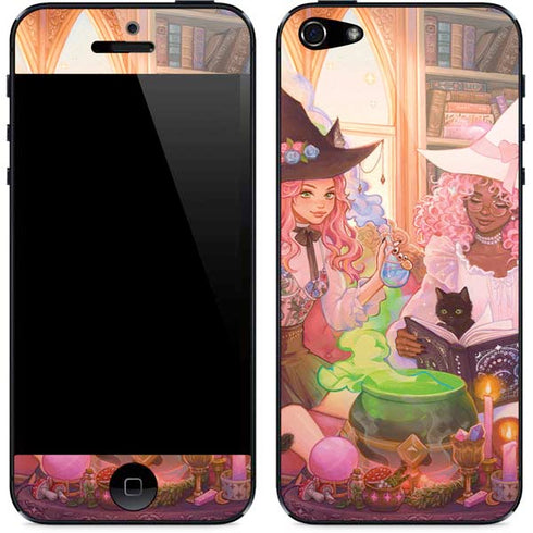 Pink Anime Witch Girls in Library with Cats by Ivy Dolamore iPhone 5/5s/5SE Skin