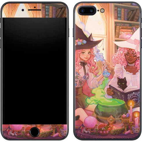 Pink Anime Witch Girls in Library with Cats by Ivy Dolamore iPhone 8 Plus Skin