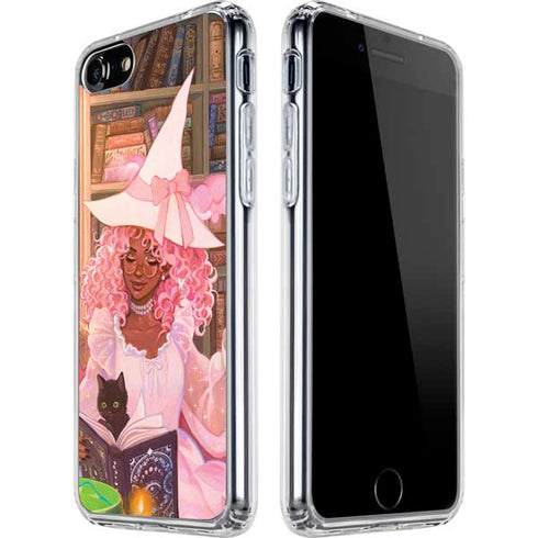 Pink Anime Witch Girls in Library with Cats by Ivy Dolamore iPhone SE (2nd & 3rd Gen) Clear Case