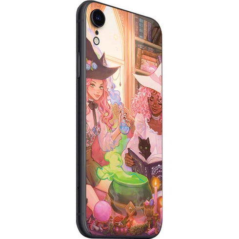 Pink Anime Witch Girls in Library with Cats by Ivy Dolamore iPhone SE (2nd & 3rd Gen) Skin
