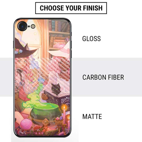 Pink Anime Witch Girls in Library with Cats by Ivy Dolamore iPhone SE (2nd & 3rd Gen) Skin
