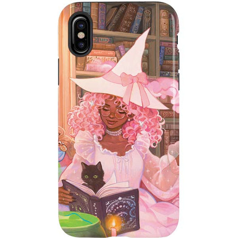Pink Anime Witch Girls in Library with Cats by Ivy Dolamore iPhone X Pro Case