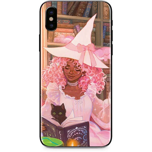Pink Anime Witch Girls in Library with Cats by Ivy Dolamore iPhone XS Skin