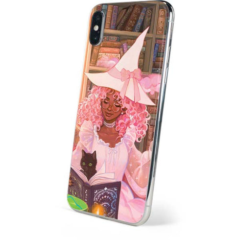 Pink Anime Witch Girls in Library with Cats by Ivy Dolamore iPhone XS Skin