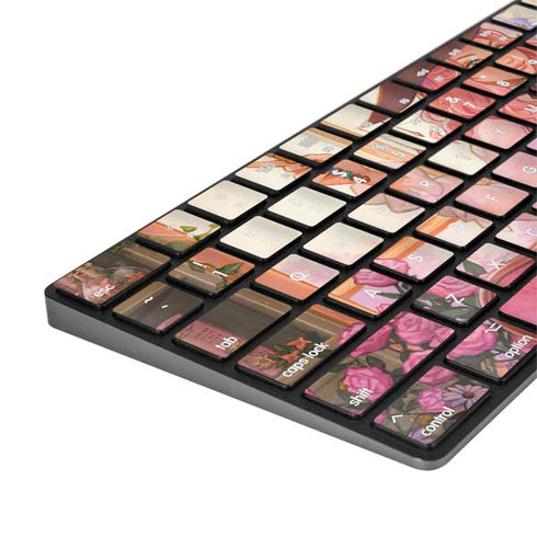 Pink Anime Witch Girls in Library with Cats by Ivy Dolamore Magic Keyboard with Numeric Keypad Skin