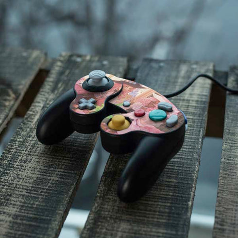 Pink Anime Witch Girls in Library with Cats by Ivy Dolamore Nintendo GameCube Controller Skin