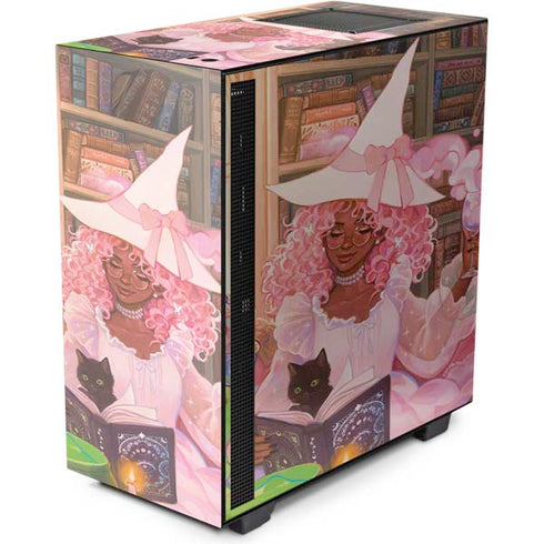 Pink Anime Witch Girls in Library with Cats by Ivy Dolamore NZXT H510 Compact ATX Mid-Tower Case Skin