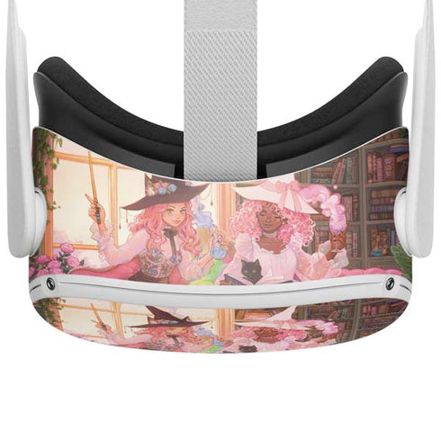 Pink Anime Witch Girls in Library with Cats by Ivy Dolamore Oculus Quest 2 Skin