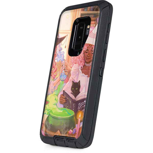 Pink Anime Witch Girls in Library with Cats by Ivy Dolamore Otterbox Defender Galaxy Skin