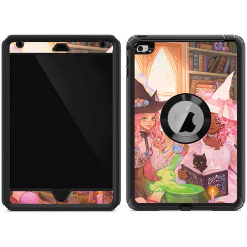 Pink Anime Witch Girls in Library with Cats by Ivy Dolamore Otterbox Defender iPad Skin