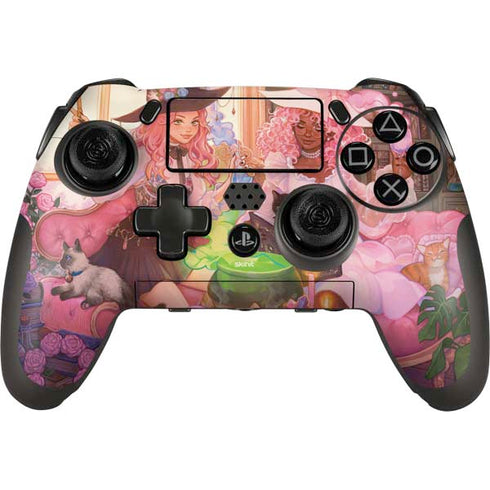 Pink Anime Witch Girls in Library with Cats by Ivy Dolamore PlayStation Scuf Vantage 2 Controller Skin